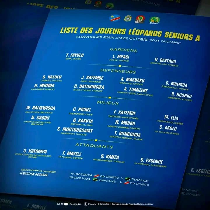 Liste des Léopards retenus